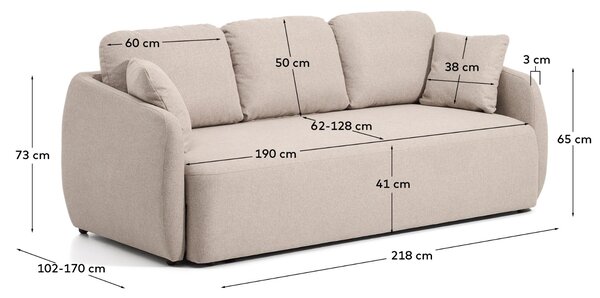 Kave Home Béžová rozkládací pohovka Laira 218 cm
