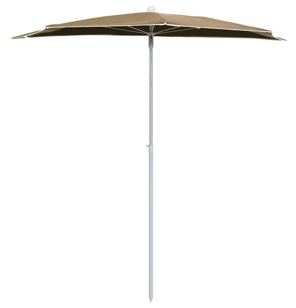Zahradní půlkruhový slunečník s tyčí 180 x 90 cm taupe 315562