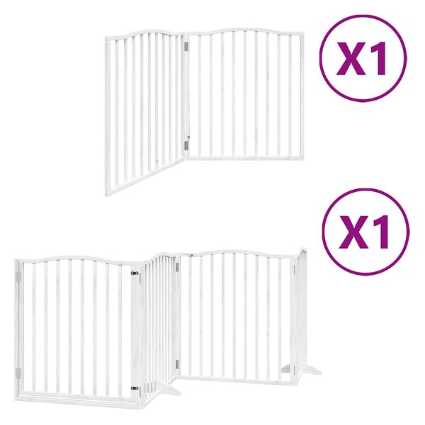 Zábrana pro psy s dvířky skládací 6 panelů bílá 480 cm topol 3155621