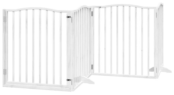 Zábrana pro psy s dvířky skládací 6 panelů bílá 480 cm topol 3155621