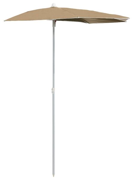 Zahradní půlkruhový slunečník s tyčí 180 x 90 cm taupe 315562