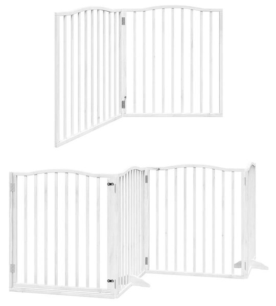 Zábrana pro psy s dvířky skládací 6 panelů bílá 480 cm topol 3155621