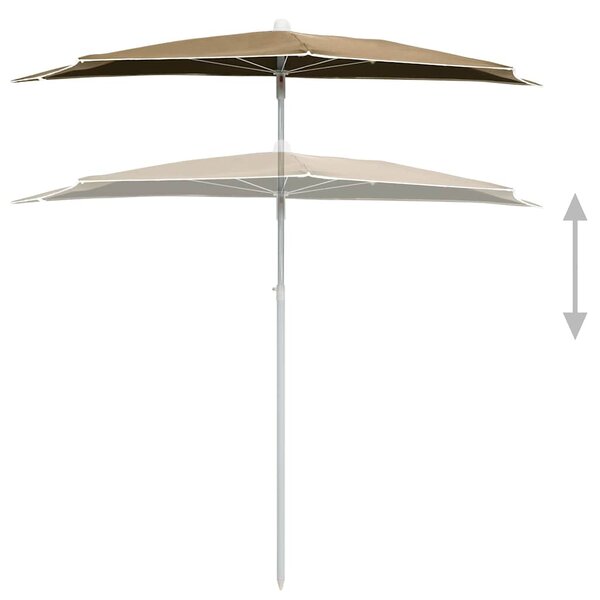Zahradní půlkruhový slunečník s tyčí 180 x 90 cm taupe 315562