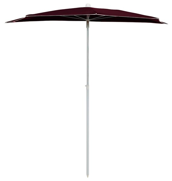 Zahradní půlkruhový slunečník s tyčí 180 x 90 cm bordó 315563