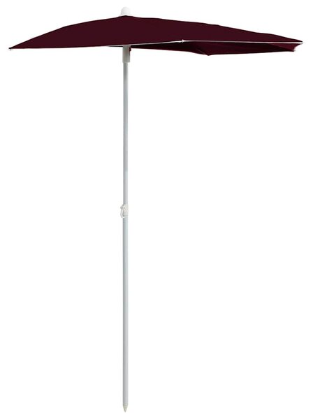 Zahradní půlkruhový slunečník s tyčí 180 x 90 cm bordó 315563