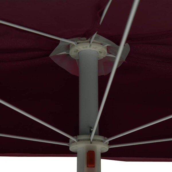 Zahradní půlkruhový slunečník s tyčí 180 x 90 cm bordó 315563