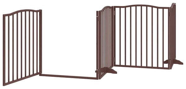 Zábrana pro psy s dvířky skládací 6 panelů hnědá 480 cm topol 3155637