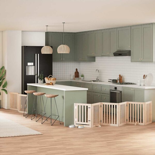 Zábrana pro psy s dvířky skládací 9 panelů 450 cm topol 3155641