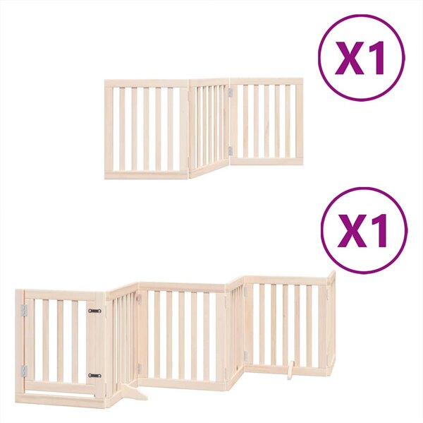 Zábrana pro psy s dvířky skládací 9 panelů 450 cm topol 3155641