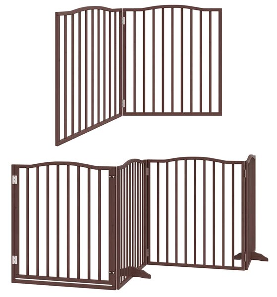 Zábrana pro psy s dvířky skládací 6 panelů hnědá 480 cm topol 3155637