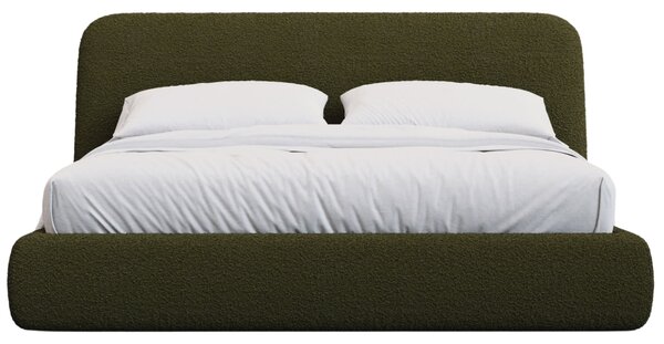 Kave Home Zelená bouclé dvoulůžková postel Martina 160 x 200 cm