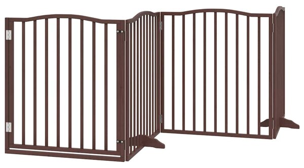 Zábrana pro psy s dvířky skládací 6 panelů hnědá 480 cm topol 3155637