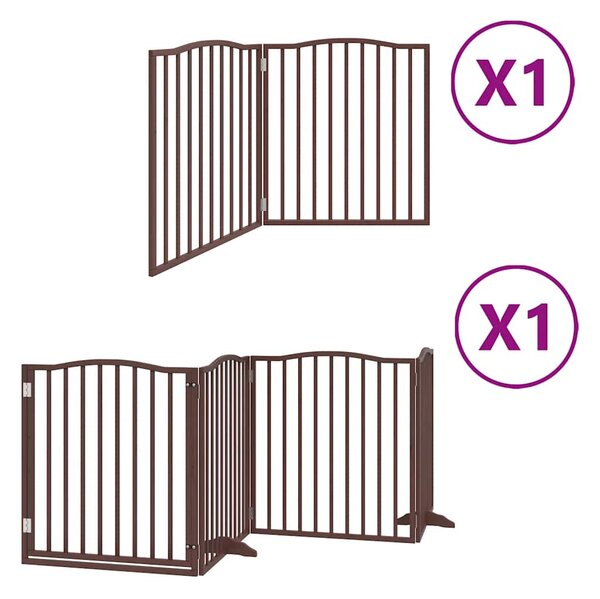 Zábrana pro psy s dvířky skládací 6 panelů hnědá 480 cm topol 3155637