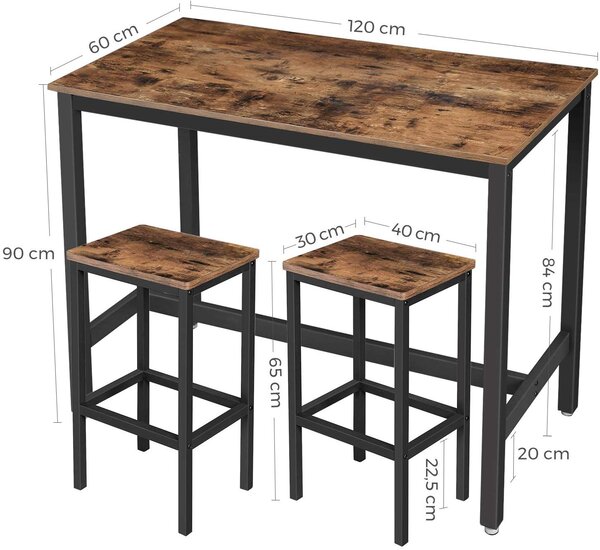 Barový set VASAGLE černo-hnědý