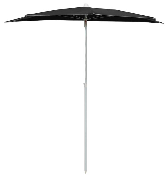 Zahradní půlkruhový slunečník s tyčí 180 x 90 cm černý 315565