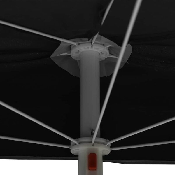Zahradní půlkruhový slunečník s tyčí 180 x 90 cm černý 315565