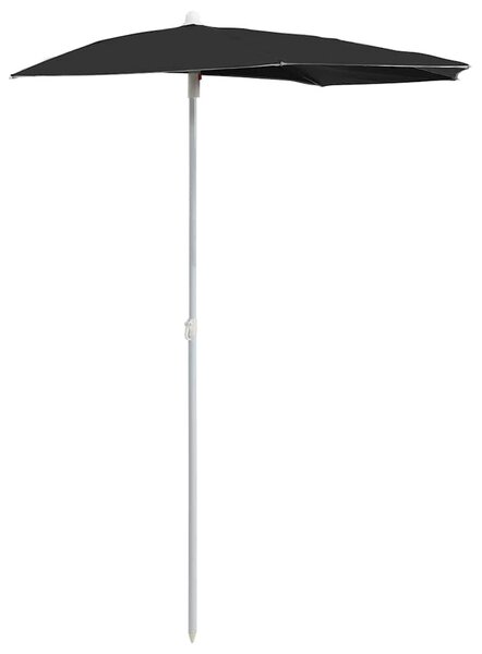 Zahradní půlkruhový slunečník s tyčí 180 x 90 cm černý 315565