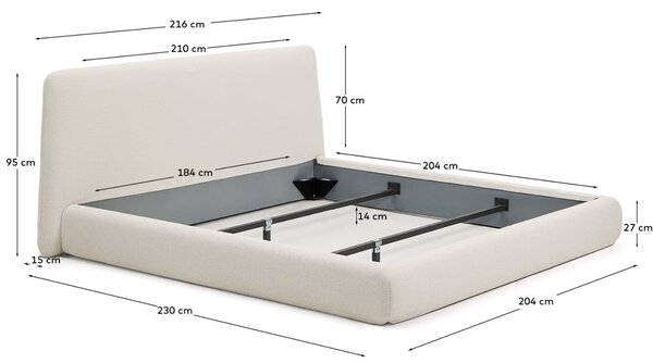 Kave Home Hnědá bouclé dvoulůžková postel Martina 180 x 200 cm