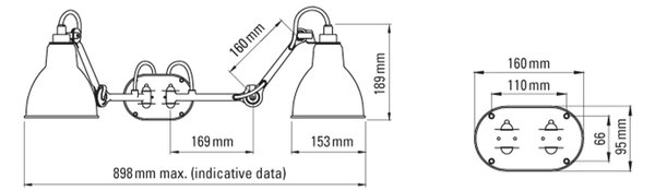 DCW éditions Lampe Gras N°204 E27 dvojité koupelnové svítidlo IP44 ČernáII
