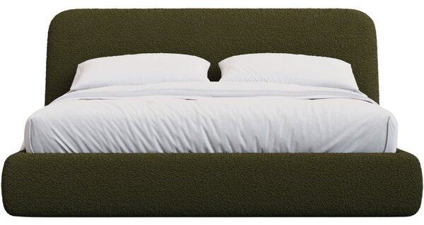 Kave Home Zelená bouclé dvoulůžková postel Martina 180 x 200 cm
