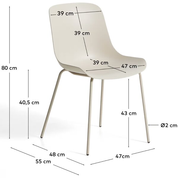 Kave Home Béžová plastová jídelní židle Altea
