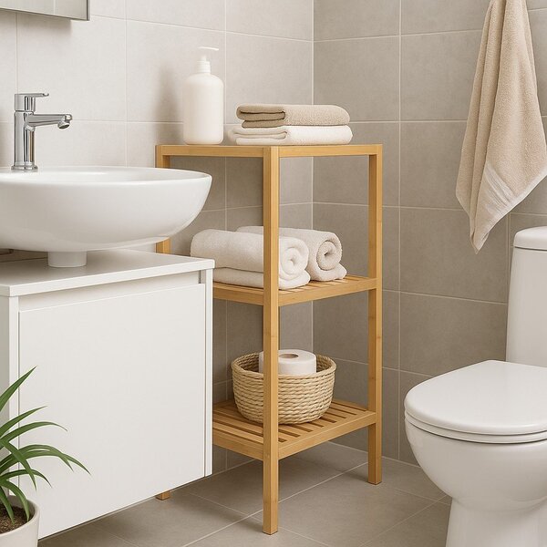 Bambusový koupelnový regál v přírodní barvě 37x83 cm Skaren – Bonami Essentials