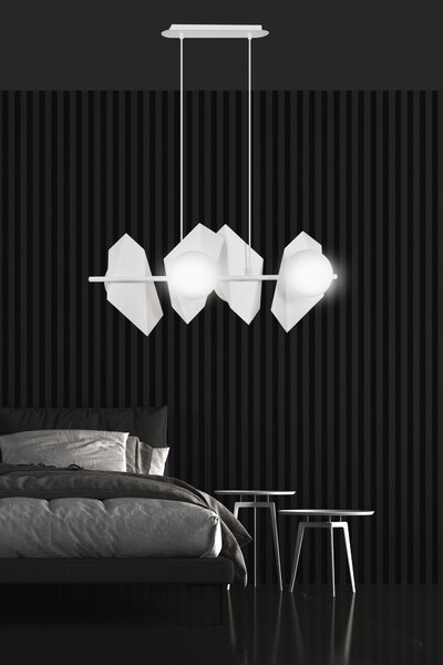 Závěsné svítidlo DRIFTON 4 – celobílé, sklo, 4× E14, šířka 70 cm