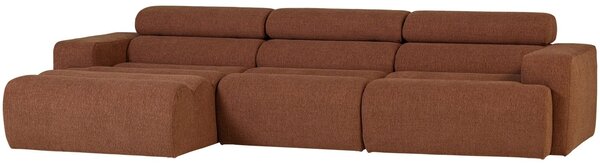 -25 % Dny MOMENTI– WOOOD Hnědočervená bouclé rohová pohovka Novi 300 cm, levá