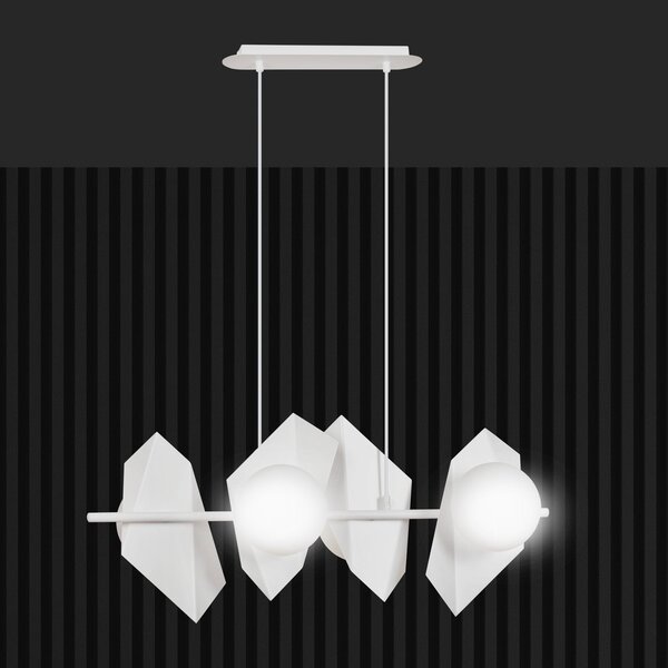 Závěsné svítidlo DRIFTON 4 – celobílé, sklo, 4× E14, šířka 70 cm