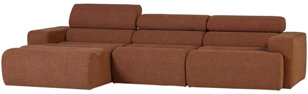 -25 % Dny MOMENTI– WOOOD Hnědočervená bouclé rohová pohovka Novi 300 cm, levá