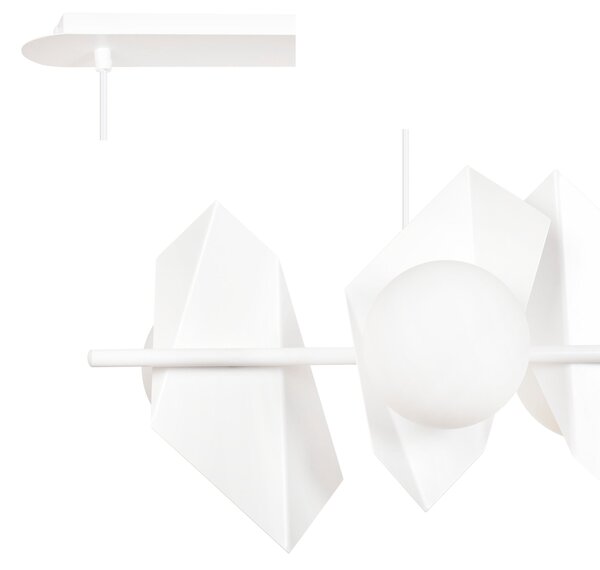 Závěsné svítidlo DRIFTON 4 – celobílé, sklo, 4× E14, šířka 70 cm