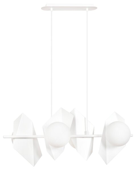 Závěsné svítidlo DRIFTON 4 – celobílé, sklo, 4× E14, šířka 70 cm