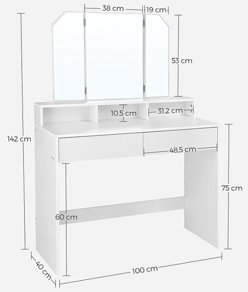 Toaletní stolek se zrcadlem RDT115W01