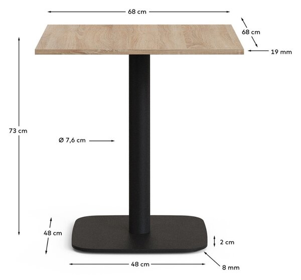 Kave Home Ořechový bistro stolek Dina 70 x 70 cm
