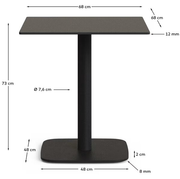 Kave Home Černý bistro stolek Dina 68 x 68 cm