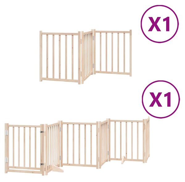 Zábrana pro psy s dvířky skládací 9 panelů 450 cm topol 3155697
