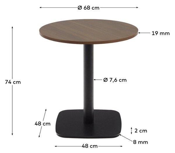 Ořechový bistro stolek Kave Home Dina 70 cm