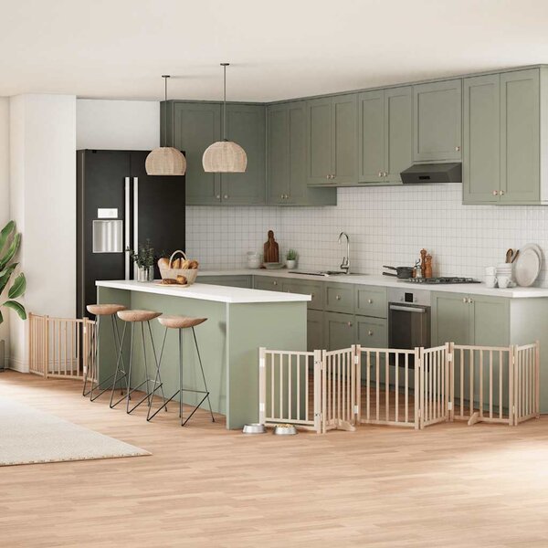 Zábrana pro psy s dvířky skládací 9 panelů 450 cm topol 3155697