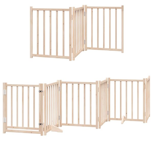 Zábrana pro psy s dvířky skládací 9 panelů 450 cm topol 3155697