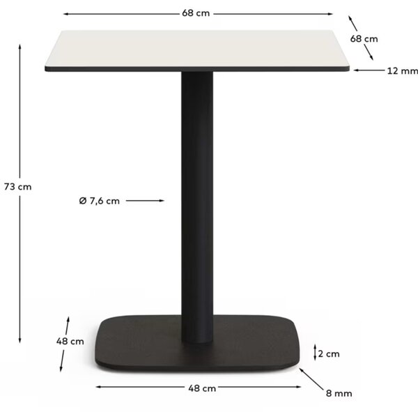 Kave Home Bílý bistro stolek Dina 68 x 68 cm s černou podnoží