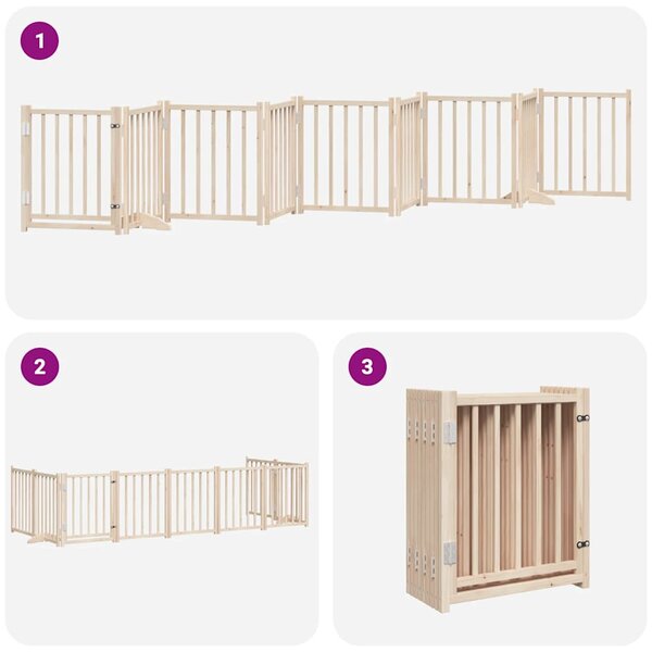 Zábrana pro psy s dvířky skládací 9 panelů 450 cm topol 3155697