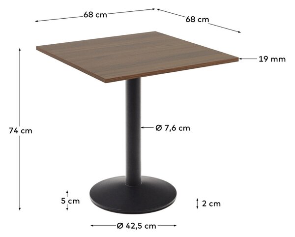 Ořechový bistro stolek Kave Home Esilda 70 x 70 cm
