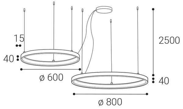 Led2 Závěsné LED svítidlo CIRO SET 2 P-Z, 100W Barva: Černá, Stmívání, řízení: 3000K/4000K Casambi TW