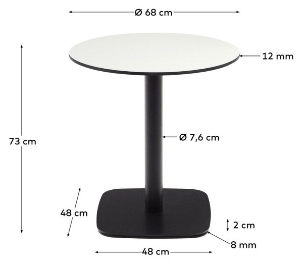 Bílý bistro stolek Kave Home Dina 68 cm s černou podnoží