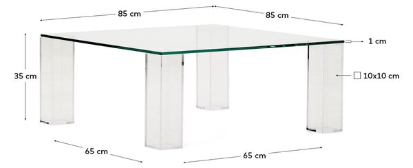 Skleněný konferenční stolek Kave Home Adularia 85 x 85 cm