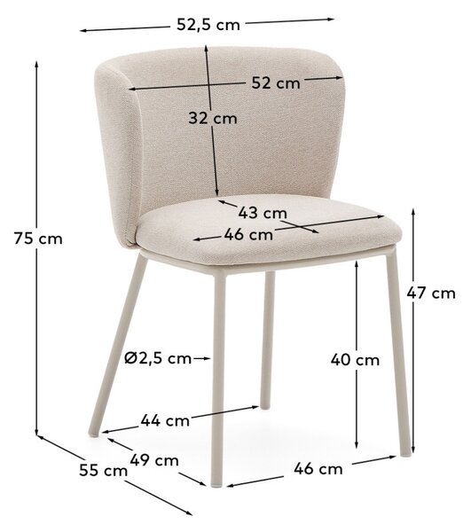 Kave Home Béžová jídelní židle Ciselia s béžovou podnoží