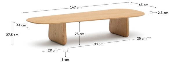 Kave Home Dubový konferenční stolek Pirita 147 x 65 cm