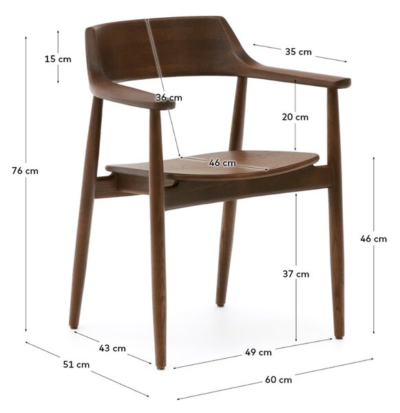 Hnědá dubová jídelní židle Kave Home Fondes