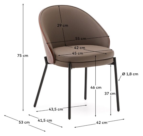 Hnědá koženková jídelní židle Kave Home Eamy
