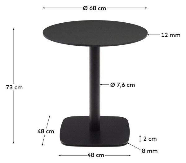 Černý bistro stolek Kave Home Dina 68 cm